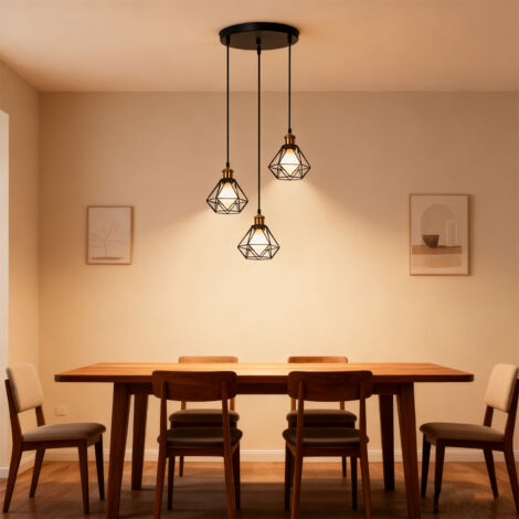 Suspension / Lustre Vintage 3 Lumières - Style Industriel Et Rétro - Fonctionnel