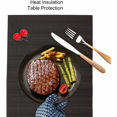 Set De 6 Sets De Table Ovale En Cuir - Imperméable Antidérapant Résistant à La Chaleur