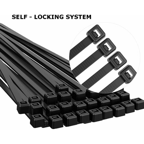 EnTie Lot De 100 Attaches-Câbles Noires 4,8 Mm X 500 Mm - Nylon 66 UL Certifié - Serre-Câbles Extra Longs