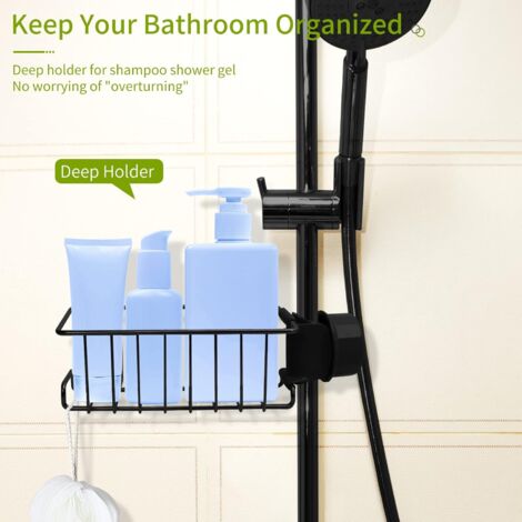 2PCS Étagère Douche Porte Savon Douche Salle De Bain Rangement Douche sans Percage avec Porte Savon Douche, Noir Pour 21MM-25MM - Bricolage