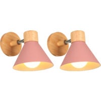 (2X) Applique Murale Interieure Rétro Lampe Murale Métal E27 Applique Murale Vintage Pour Salon Chambre Salle De Bain (Rose)