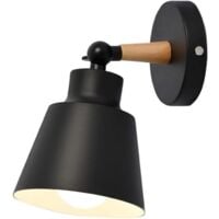 Applique Murale Moderne En Bois Lampe Murale Rétro Applique Murale Minimaliste Pour Chambre À Coucher, Chevet, Couloir,Bureau, Couloir E27 Noir