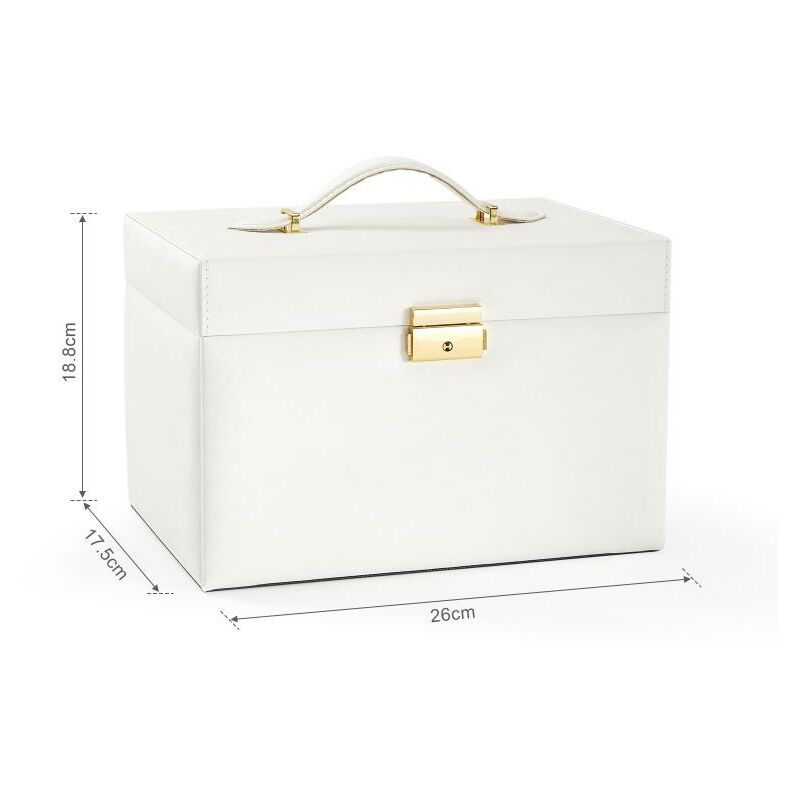 Boîte à Bijoux, Coffret à Bijoux en Cuir Artificiel avec Miroir, Amoire à Bijoux voyage portable, pour Bagues, Boucles d’Oreille, Bracelets, Champagne - Meerveil 3