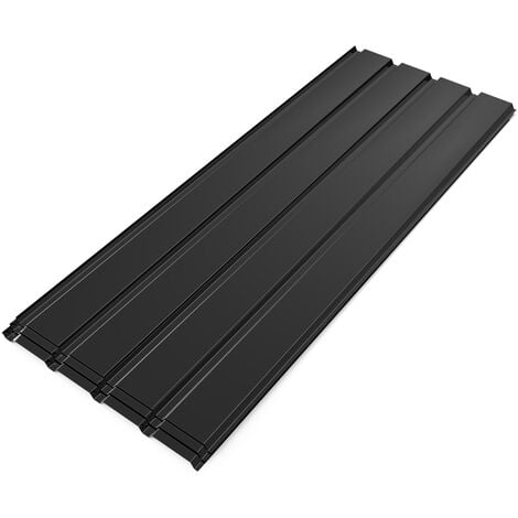 12 x Tôle bac acier, panneaux de toiture, en métal galvanisé, 1150 x 450mm=6m², 0.3 mm, Noir - Mondeer