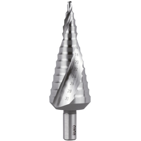 Stufenbohrer Bohrber.4-30mm HSS Spiralnut Z2 Stufen 14 RUKO