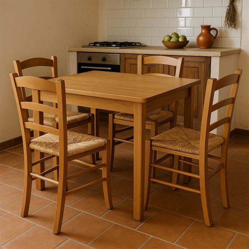 Chaise Paysanne En Bois Massif Pour Salle à Manger - Style Rustique Noyer Foncé - Hêtre Assemblé