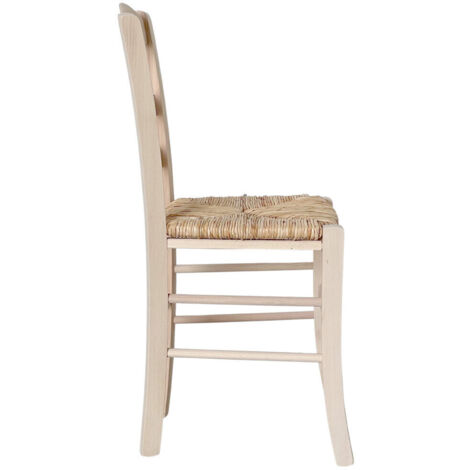 Chaise En Bois Naturel Loris - Assise Rembourrée Similicuir Taupe - Neuf Assemblée