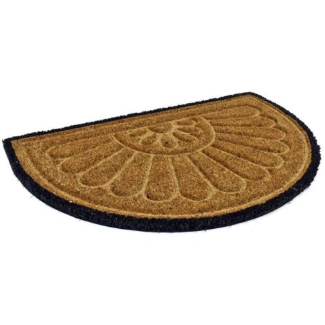 Paillasson Coco Coeur Lignes Demi-Rond 40x60 Cm - Tapis D'Entrée Antibactérien Naturel