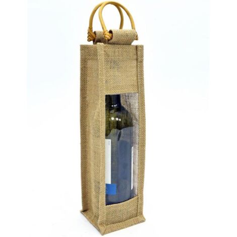 Lot De 6 Sacs Bouteilles En Toile De Jute (3 Rouges + 3 Naturels) Avec étiquettes Et Ficelles