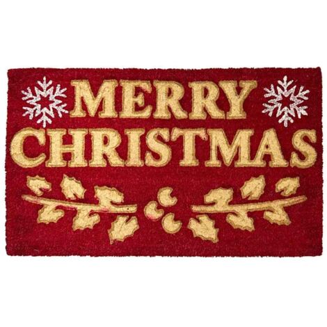 Tapis rectangulaire en fibre de coco Merry Christmas cm 45 x 75 maison entrée (1/5)