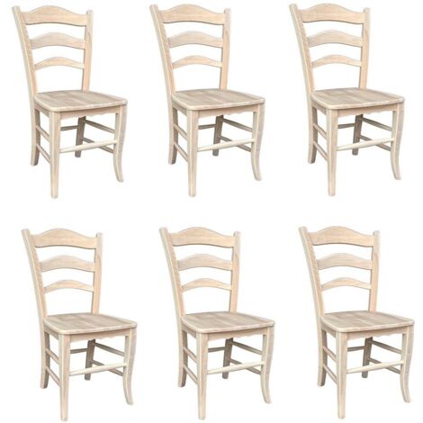 Chaise montanara en bois à peindre avec assise en bois massif x 6 (1/5)