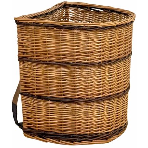 Panier Créel Vintage Pêche à La Mouche - Osier Et Cuir - Bretelles Réglables