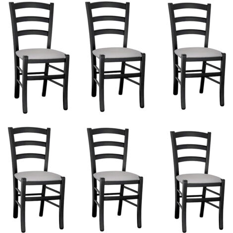 Chaise De Salle à Manger En Bois Noir Venise - Assise Rembourrée Gris Clair - Neuve Assemblée