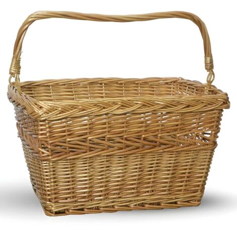 Panier Vélo Ancien En Osier Tressé - Avec Poignée, Couleur Cuivrée, Dimensions 13x10x9 Pouces