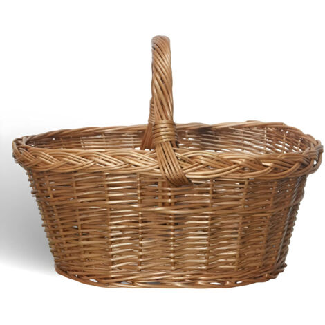 Creative Home Panier En Osier Avec Poignée Et Jute Blanc | 45 X 30 X 47 Cm Rangement Panier A Bois Cheminee 70321481