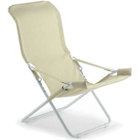 Chaise longue Fiam Fiesta cadre acier blanc toile en jute 127BSJUT lit (1/5)
