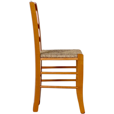 Chaise De Salle à Manger Loris En Hêtre Couleur Cerise - Style Rustique - Assise En Massif - Neuf Assemblée
