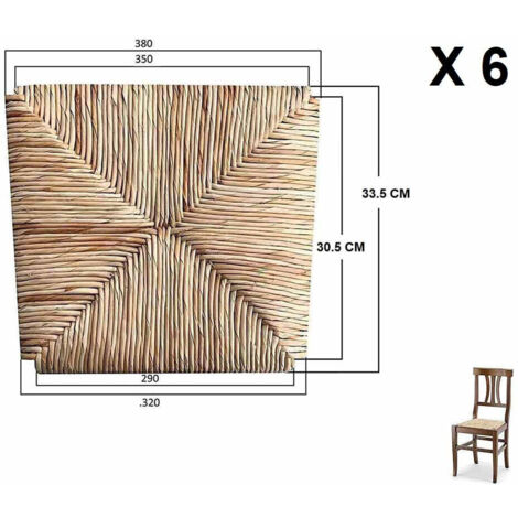 Set De 6 Sièges En Paille De Remplacement Pour Chaises Modèle Pisa - Naturelle, Robuste, Style Rustique