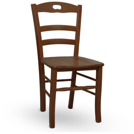 Chaise de salle à manger cuisine Loris en noyer foncé avec assise en bois massif (1/5)