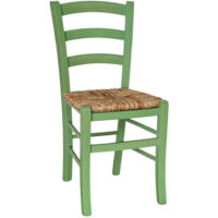 Chaise de salle à manger en bois massif de hêtre – Assise en paille de riz tressée – Hauteur d'assise 47 cm – Finition peinture aniline