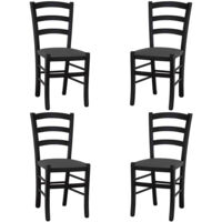 Sedia da sala da pranzo legno venezia nero sedile imbottito grigio antracite x 4