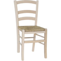 Okaffarefatto – Chaise Venezia en bois massif avec assise en paille brute – Hauteur d'assise 47 cm – Style rustique pour restaurants et bars