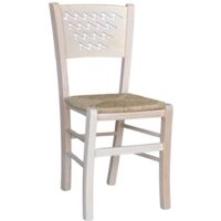 Chaise Capri en bois brut à peindre avec assise en paille
