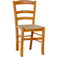 Okaffarefatto – Chaise Paesana en hêtre massif couleur cerisier – Assise en paille naturelle tressée – Hauteur d'assise 47 cm – Style rustique