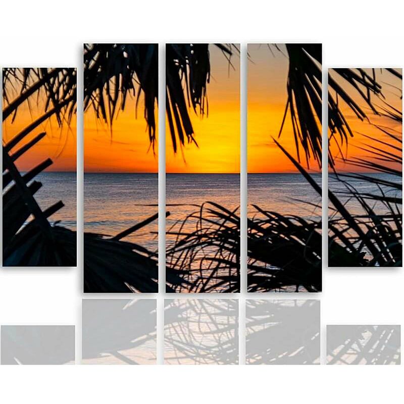 Tableau triptyque coucher de soleil en mer