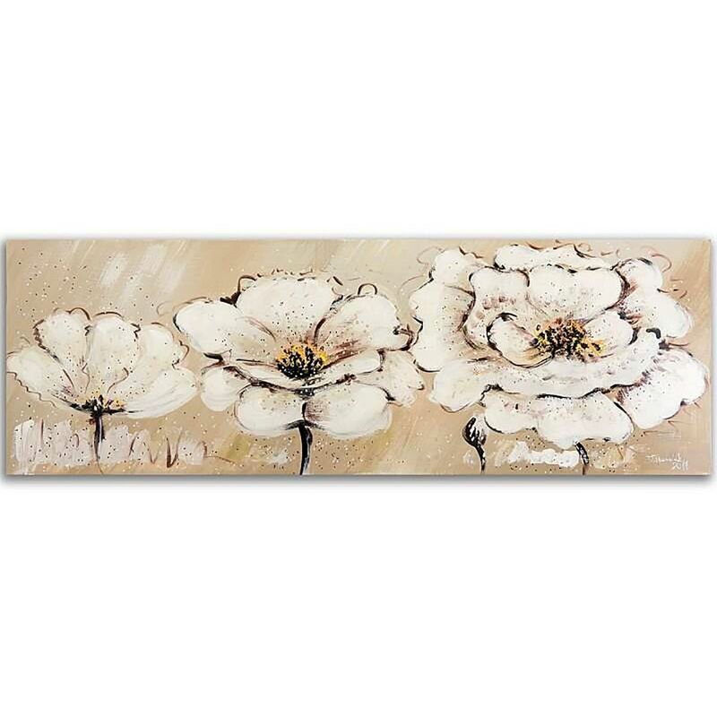 Tableau cadre en bois nature fleurs blanche Boltze - La déco 2B