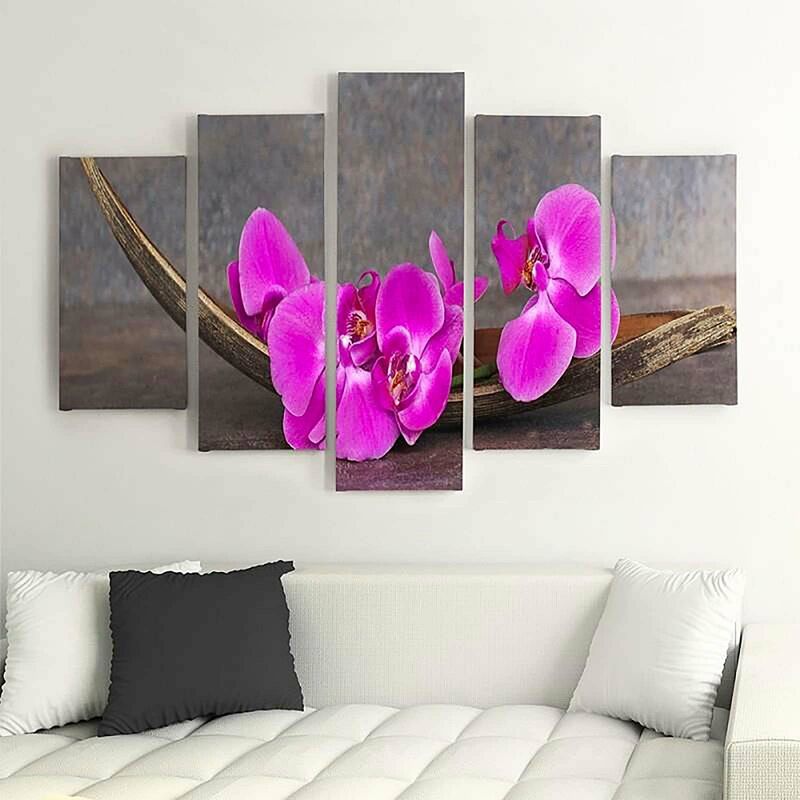 Tableau Décoration Murale galets orchidée rose 40x50 cm Impression sur  Toile Artistique Graphique d'intérieur chambre à coucher