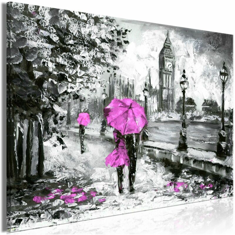 Tableau Walk in London (1 Part) Wide Pink - 90 x 60 cm