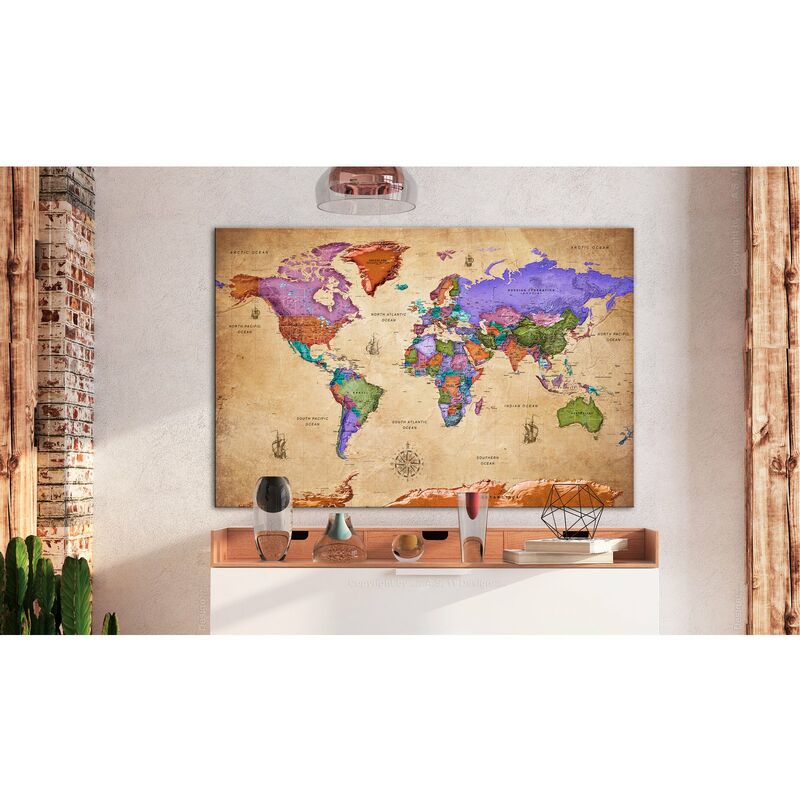Tableau en liège - colorful world map [cork map] 90x60 cm ARTGEIST