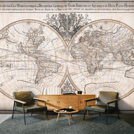 Papier peint Mappe-Monde Geo-Hydrographique - 200 x 140 cm (1/4)