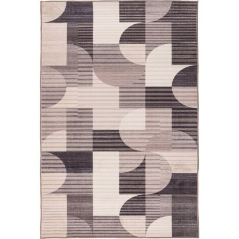 Tapis taupe moderne à motifs géométriques antidérapant - 170 x 120 cm