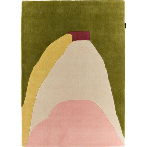 Tapis nuage sucré vert fait main en laine coton - 133 x 190 cm