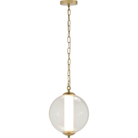Lampe suspension design albâtre verre doré lumière LED élégante - doré blanc transparent (1/3)