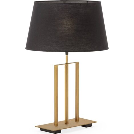 Lampe de table design métal doré et bois noir élégance moderne - doré et noir profond (1/2)