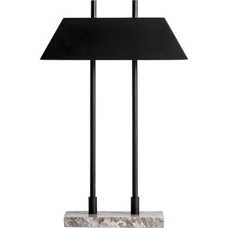 Lampe de salon en marbre gris style art déco veiné élégant - Gris marbre veiné et bois clair (1/3)