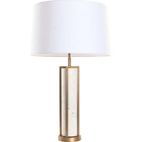 Lampe de table élégante acier doré et marbre blanc - Blanc marbre et doré mat (1/5)