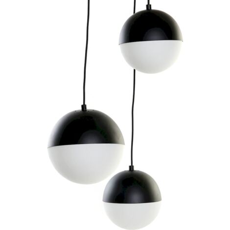 Suspension élégance verre et métal bicolore - Noir et blanc en harmonie (1/4)