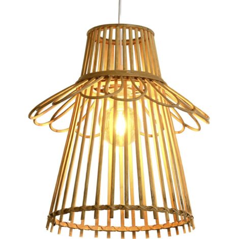 Suspension en rotin naturel style urbain lumière chaleureuse (1/5)