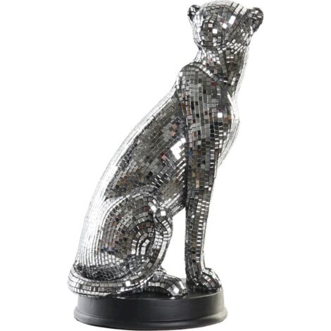 Statue Léopard Effet Miroir pour Déco Élégante - Argent brillant effet miroir