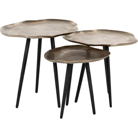 Tables gigognes Volenta lot de 3 - Or champagne sur piètement noir