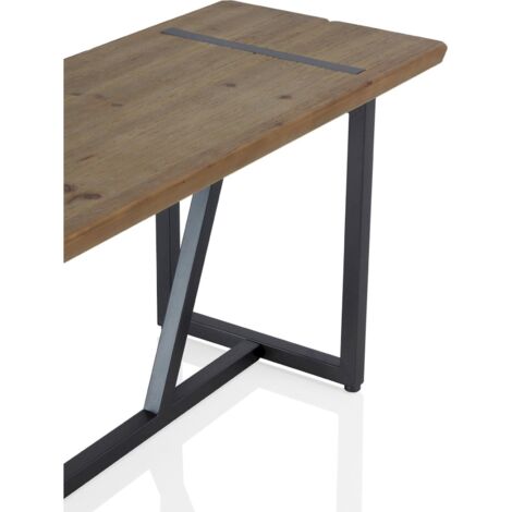 Table de bar métal et bois esprit industriel naturel - bois naturel et ...