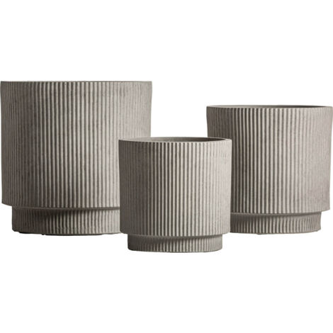 Cache pot design empilable en céramique grise style contemporain - Gris céramique contemporain