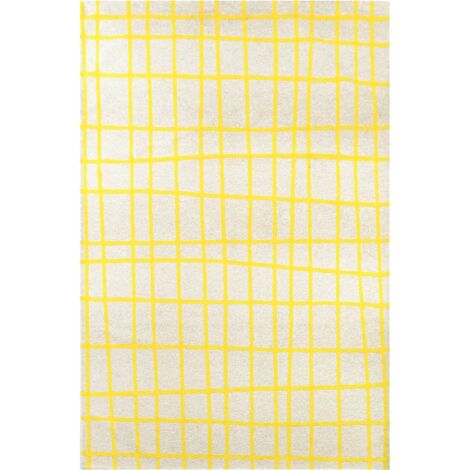 Tapis intérieur extérieur jacquard jaune antidérapant - 80 x 150 cm