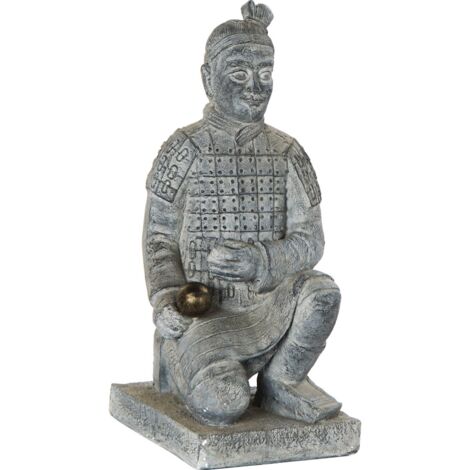 Statue guerrier déco moderne en fibre de verre - Gris lumineux et moderne