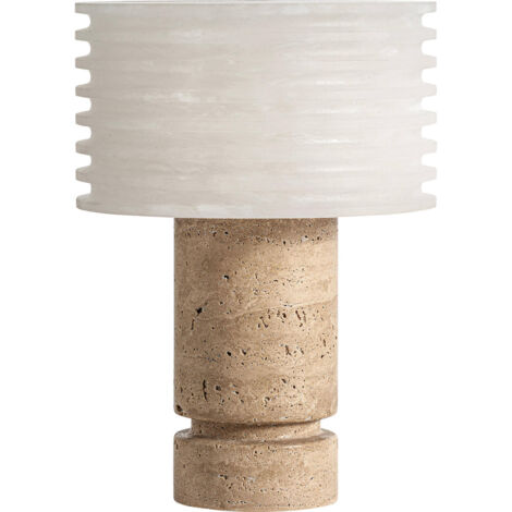 Lampe de salon art déco en céramique blanche finition vieillie - Blanc céramique finition vieillie (1/3)