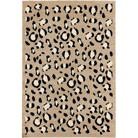 Tapis intérieur beige motif léopard tissé machine - 120 x 160 cm